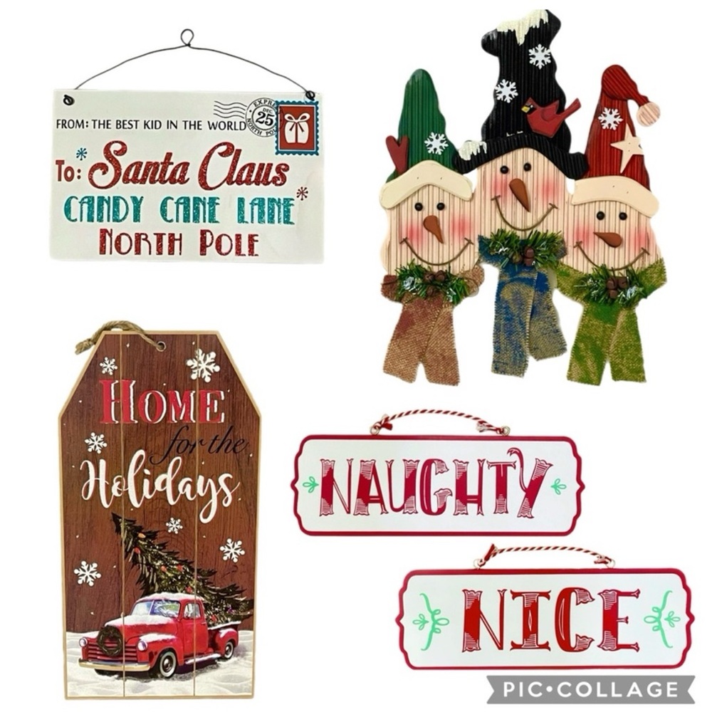 (4) Holiday Wall Decor Signs